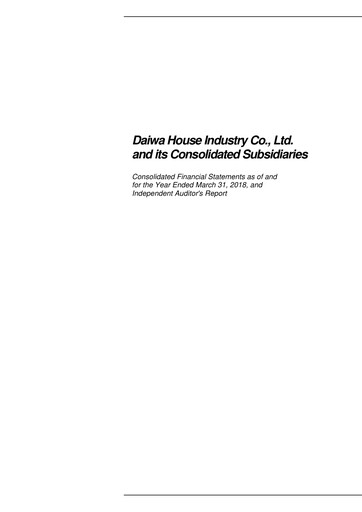 Thumbnail Daiwa House
 Financial Statement fy2017