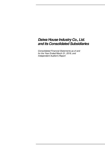 Thumbnail Daiwa House
 Financial Statement fy2018