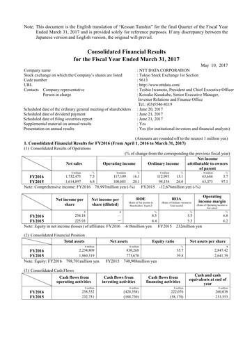Thumbnail NTT Data
 Financial Statement fy2016