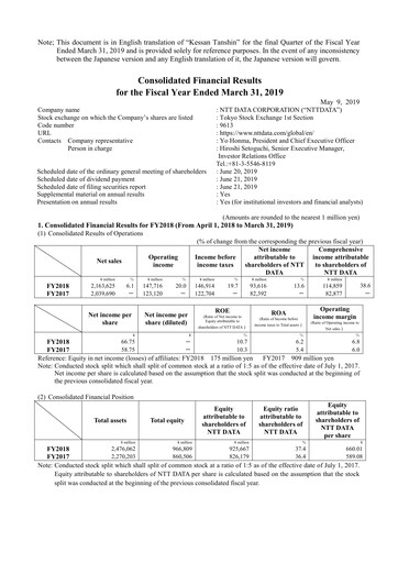 Thumbnail NTT Data
 Financial Statement fy2018