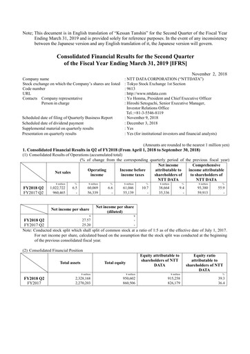 Thumbnail NTT Data
 Half-year Report 2018-h1