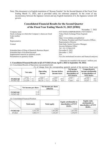 Thumbnail NTT Data
 Half-year Report 2022-h1