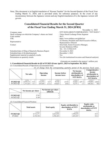 Thumbnail NTT Data
 Half-year Report 2023-h1