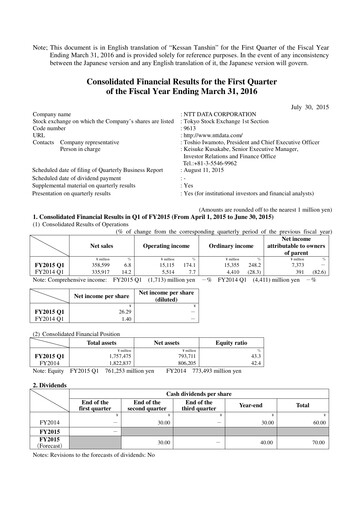 Thumbnail NTT Data
 Quarterly Report 2015-q1