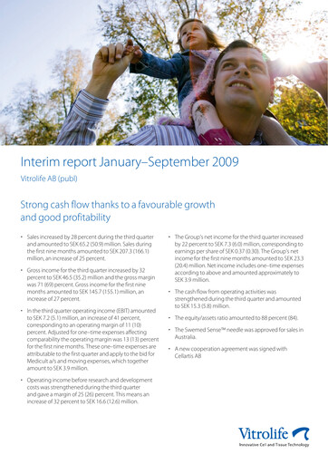 Miniature Vitrolife AB Rapport trimestriel 2009-q3