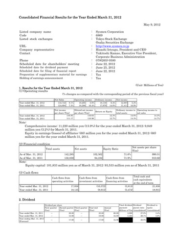 Thumbnail Sysmex Financial Statement fy2012