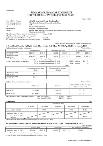 Thumbnail MS&AD Insurance Quarterly Report 2014-q1