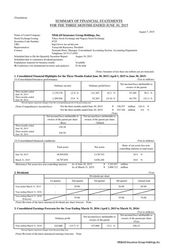 Thumbnail MS&AD Insurance Quarterly Report 2015-q1