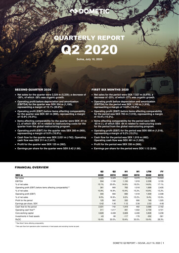 Thumbnail Dometic Group Quarterly Report 2020-q2