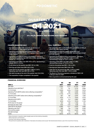 Thumbnail Dometic Group Quarterly Report 2021-q4