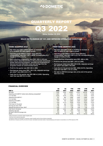 Thumbnail Dometic Group Quarterly Report 2022-q3