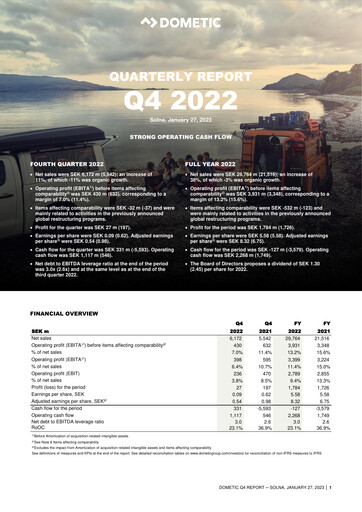 Thumbnail Dometic Group Quarterly Report 2022-q4