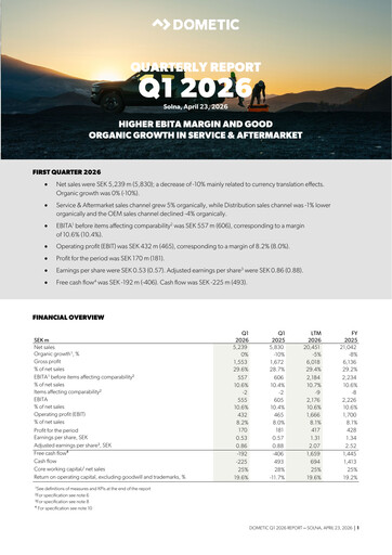 Thumbnail Dometic Group Quarterly Report 2026-q1