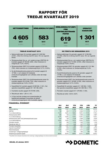 Thumbnail Dometic Group Quarterly Report 2019-q3