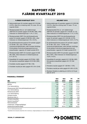 Thumbnail Dometic Group Quarterly Report 2019-q4