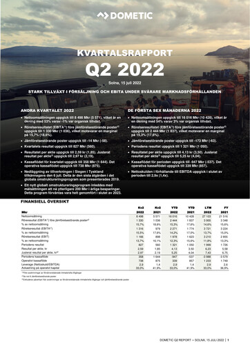 Thumbnail Dometic Group Quarterly Report 2022-q2