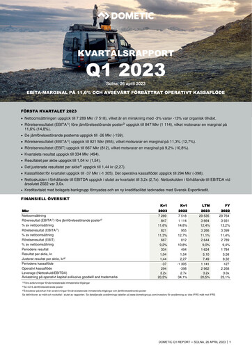 Thumbnail Dometic Group Quarterly Report 2023-q1