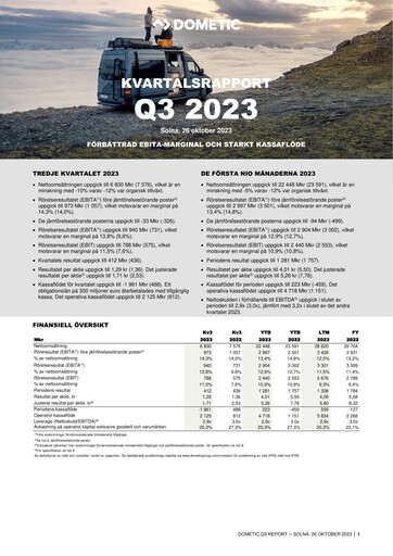 Thumbnail Dometic Group Quarterly Report 2023-q3