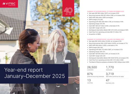 Thumbnail Vitec Software Group Quarterly Report 2025-q4