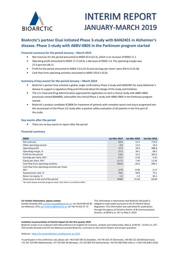 Vorschaubild BioArctic AB Quartalsbericht 2019-q1