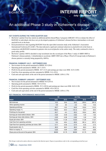 Vorschaubild BioArctic AB Quartalsbericht 2020-q3
