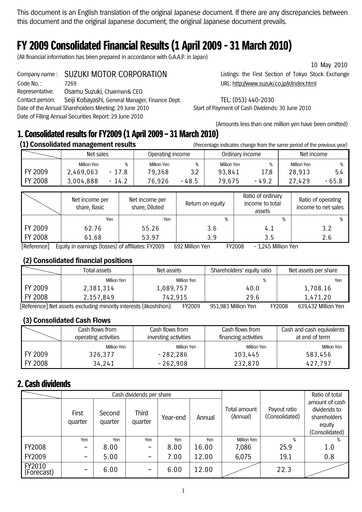 Thumbnail Suzuki Motor Financial Statement fy2009