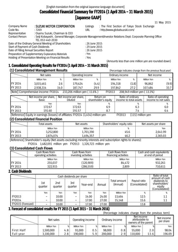 Thumbnail Suzuki Motor Financial Statement fy2014