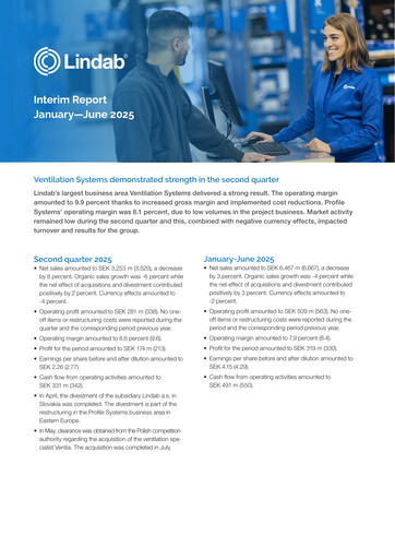 Thumbnail Lindab International Half-year Report 2025