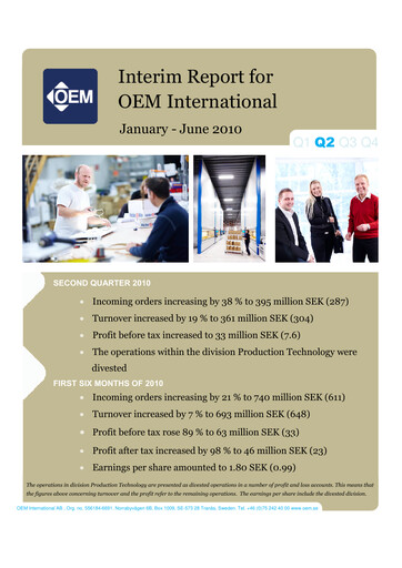 Vorschaubild OEM International Quartalsbericht 2010-q2