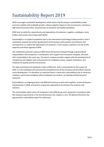 Vorschaubild OEM International Nachhaltigkeitsbericht 2019