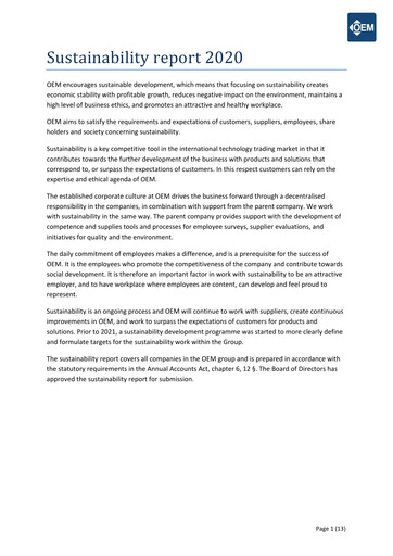 Vorschaubild OEM International Nachhaltigkeitsbericht 2020