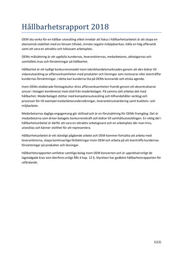 Thumbnail OEM International Sustainability Report 2018