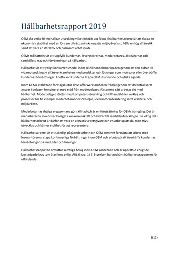 Thumbnail OEM International Sustainability Report 2019