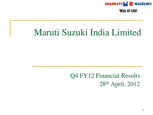Thumbnail Maruti Suzuki India
 Quarterly Report 2011-2012-q4