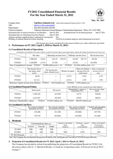 Thumbnail Subaru Financial Report 2010-2011