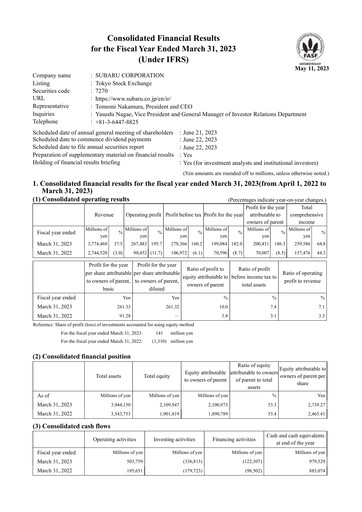 Thumbnail Subaru Financial Report 2022-2023