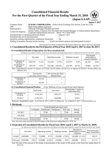 Thumbnail Subaru Quarterly Report 2018-q1