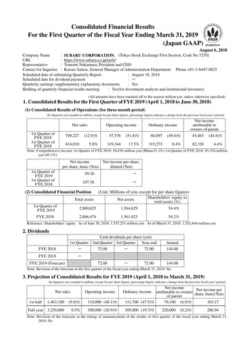 Thumbnail Subaru Quarterly Report 2019-q1