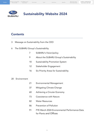 Thumbnail Subaru Sustainability Report 2024