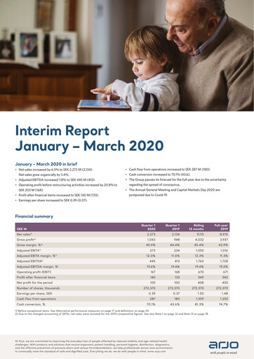 Thumbnail Arjo AB Quarterly Report 2020-q1