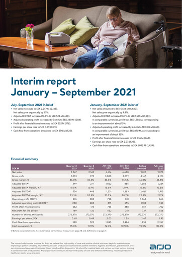 Thumbnail Arjo AB Quarterly Report 2021-q3