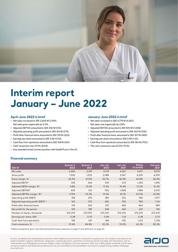 Thumbnail Arjo AB Quarterly Report 2022-q2