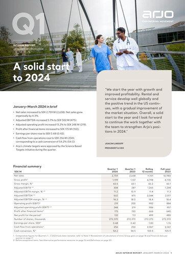 Thumbnail Arjo AB Quarterly Report 2024-q1