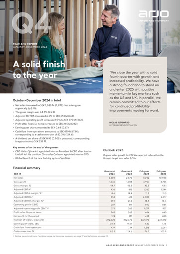 Thumbnail Arjo AB Quarterly Report 2024-q4