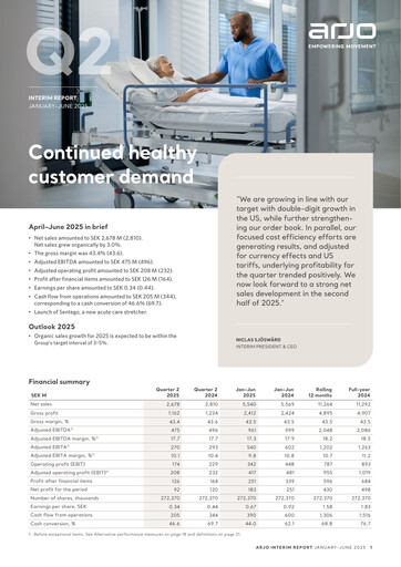 Thumbnail Arjo AB Quarterly Report 2025-q2