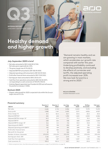 Thumbnail Arjo AB Quarterly Report 2025-q3