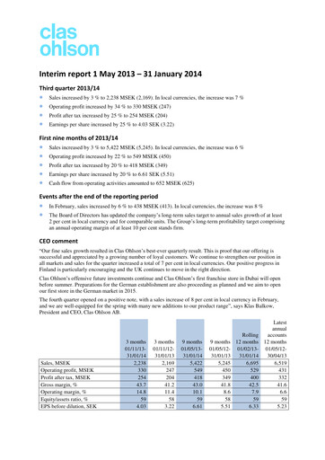 Thumbnail Clas Ohlson AB Quarterly Report 2013-q3