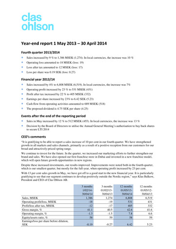 Thumbnail Clas Ohlson AB Quarterly Report 2013-q4