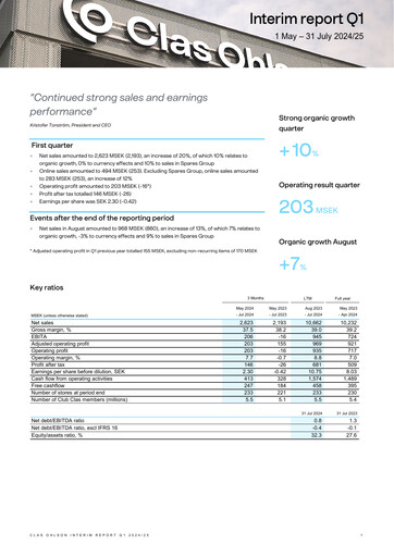 Thumbnail Clas Ohlson AB Quarterly Report 2024-2025-q1