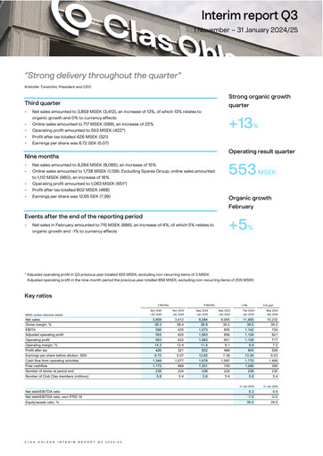 Thumbnail Clas Ohlson AB Quarterly Report 2024-2025-q3